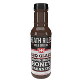 Heath Riles BBQ front label showing brand and flavor, highlights authentic craft