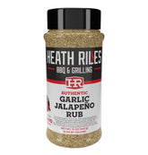 Heath Riles BBQ front label showing championship seasoning and use benefit