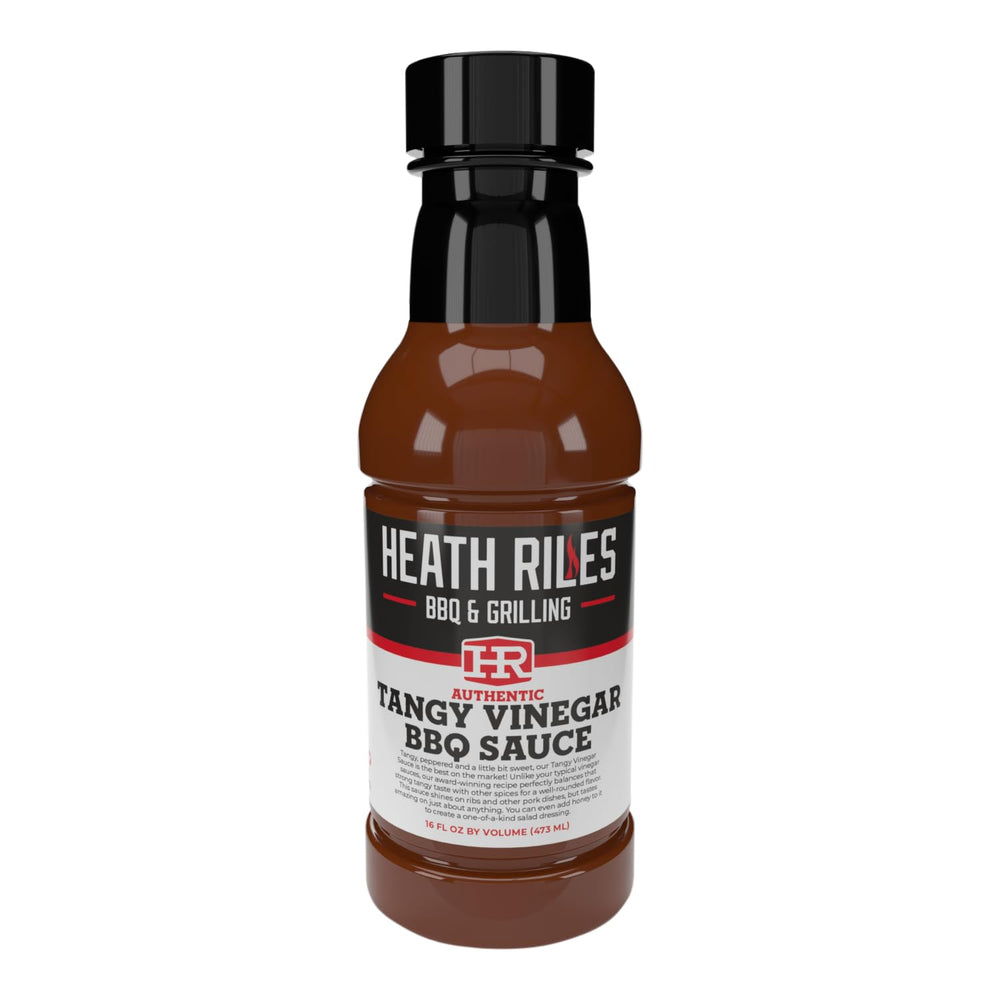 Heath Riles BBQ front label showing bold vinegar flavor and brand