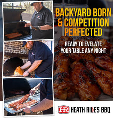Heath Riles rub crust on roasted chicken highlighting savory garlic-butter benefit