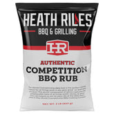 Heath Riles BBQ jar front label showing brand and championship claim benefit