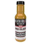 Heath Riles bottle front view showing label and glossy pineapple habanero glaze benefit