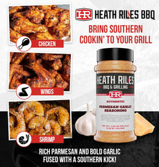 Heath Riles rub crust on steak adding savory flavorful bark