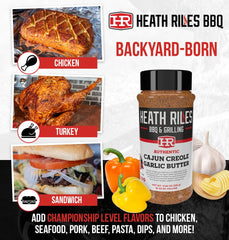 Heath Riles seasoning on grilled shrimp demonstrating bold flavor and attractive sear