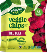 Heaven & Earth front packaging showing six 1oz beet chip packs for convenience