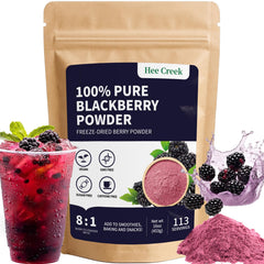 hee creek front pouch showing label and bright pink powder, clear ingredient benefit