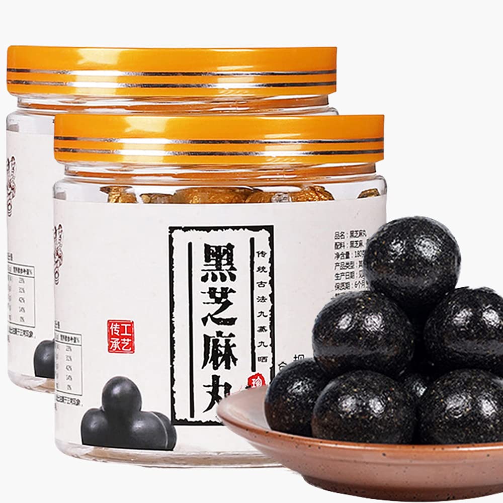 Hee Creek front packaging showing 40 individually wrapped black sesame balls and clear branding