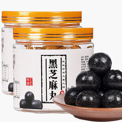 Hee Creek front packaging showing 40 individually wrapped black sesame balls and clear branding