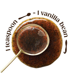 Heilala vanilla paste on spoon showing easy measuring and concentrated vanilla impact