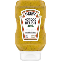 HEINZ front bottle view showing label and squeeze cap, easy topping