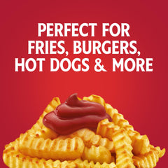 HEINZ open packet being squeezed onto fries showing convenience and freshness benefit