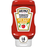 Heinz bottle front label showing product name and no salt added benefit