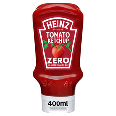 HEINZ bottle front view highlighting label and reduced sugar salt benefit