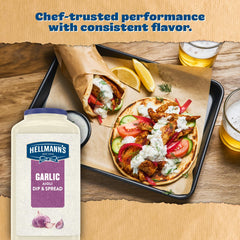 Hellmann's jar opened showing creamy aioli ready to dispense for fast service