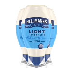 Hellmann's light mayonnaise front packaging showing label and 20 oz bottle benefit convenience