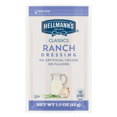 Hellmann's front-facing packet display showing branding and portion benefits