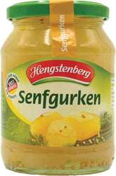 Hengstenberg jar front label showing product and clear pickles, highlights convenience