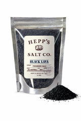 HEPP'S Salt Co. front jar view showing black lava sea salt for dramatic rims