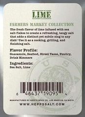 Hepp's Salt Co. open jar with lime salt granules highlighting easy application