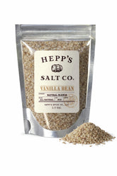 Hepp's Salt Co. jar front view showing brand and vanilla salt for easy identification