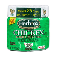 HERB-OX front packaging showing 25-count cube box and branding for pantry convenience