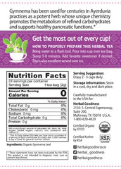 Herbal Goodness tea bag close-up highlighting natural gurmar leaf flavor