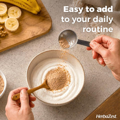 HerbaZest lucuma blended into a smoothie adding creamy flavor and body