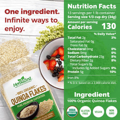 HerbaZest close-up of loose quinoa flakes highlighting texture and nutrition