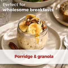 HerbaZest flakes added to smoothie bowl showing creamy texture and boost
