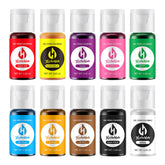 Herbeklab front packaging showing ten gel color bottles and clear labels, ideal for bakers
