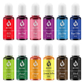 Herbeklab front packaging showing 12 oil food coloring bottles and benefits