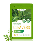 HerbOLITHIC front packaging showing organic 30 tea bags and product name benefits