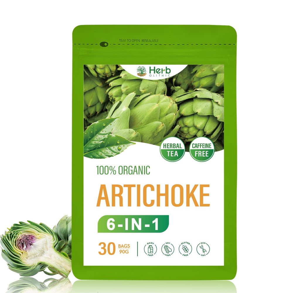 HerbOLITHIC front box showing 30 organic tea bags and clear branding
