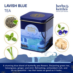 Herbs & Kettles loose leaf close-up revealing butterfly pea and herbs benefit