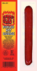 Herb's close-up of one individually wrapped sausage highlighting portability benefit