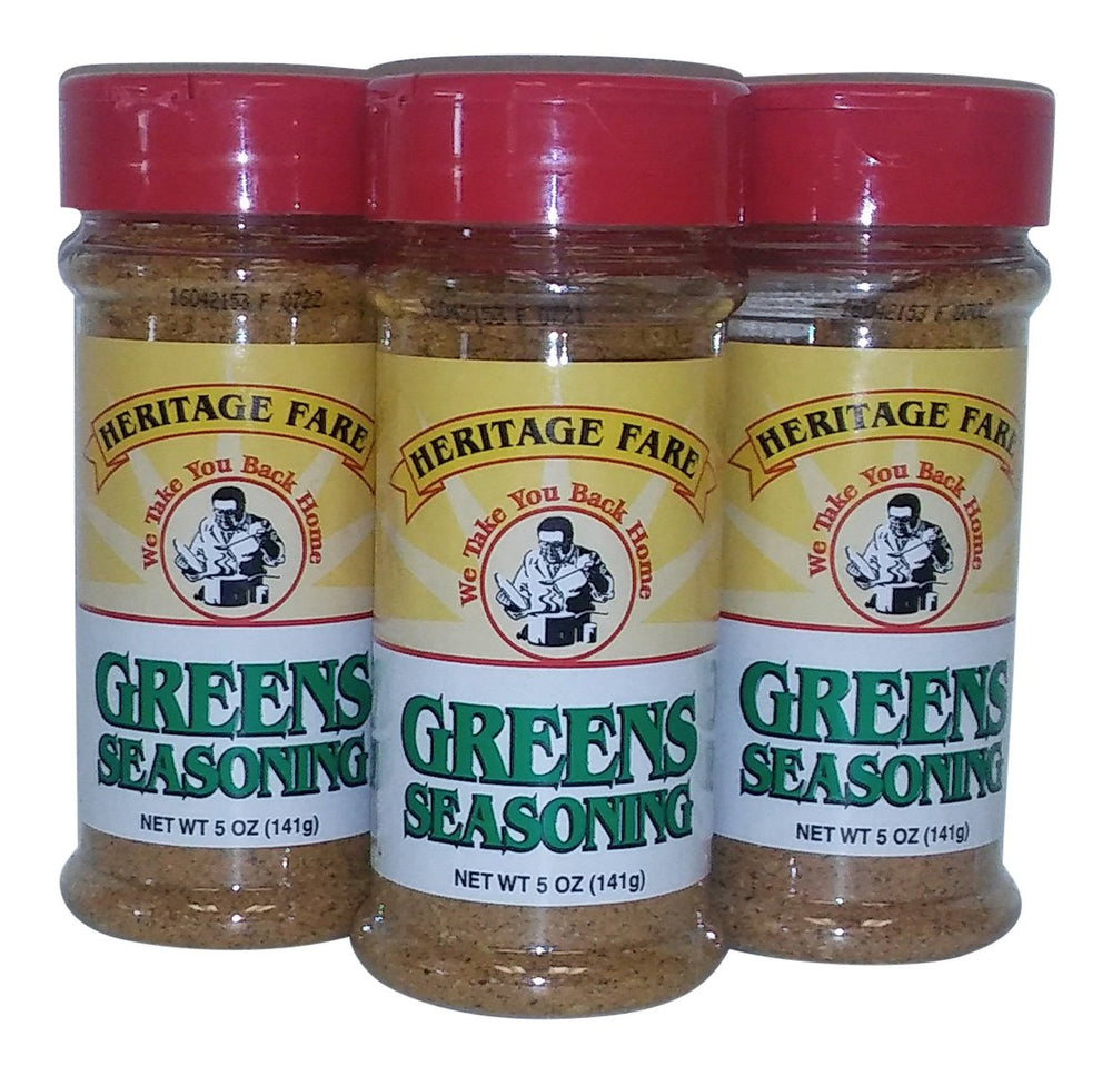 Heritage Fare jar front label showing green seasoning and usage benefit