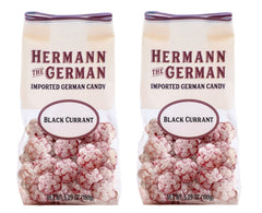 Hermann the German front packaging showing black currant flavor and vegan benefit