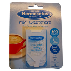 Hermesetas front packaging showing two tubs and clear branding for easy recognition and storage