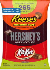HERSHEY'S front packaging showing mixed mini chocolate bars and variety
