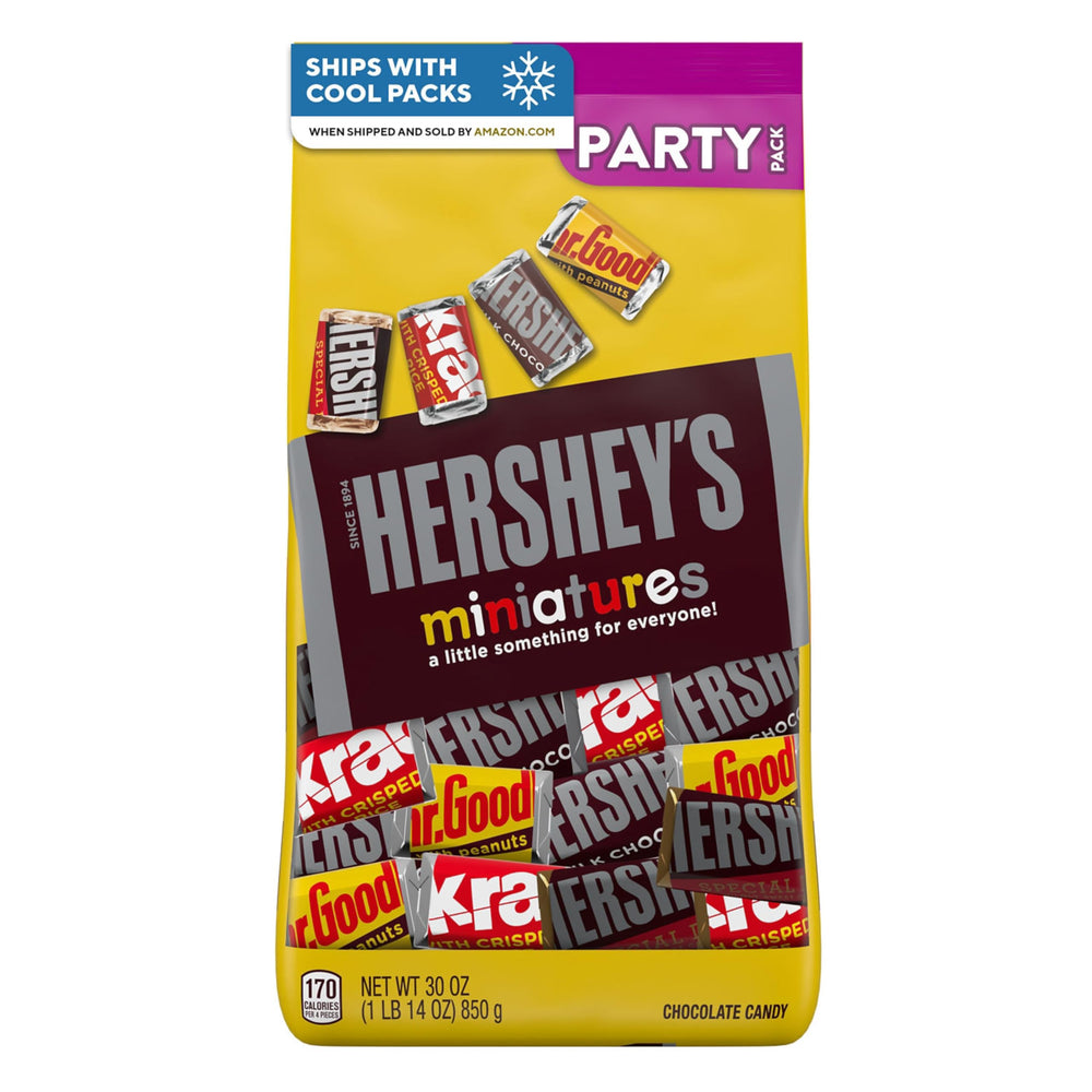 HERSHEY'S front packaging showing 30-ounce variety bag and crowd-ready supply
