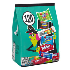 HERSHEY'S detailed view of SOUR STRIPS rainbow chews showing vibrant sour coating