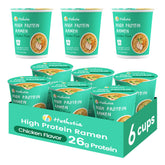 Hethstia front packaging showing chicken-style cup and bold protein claim