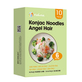 Hethstia front packaging showing ten angel hair noodle packs and branding benefits