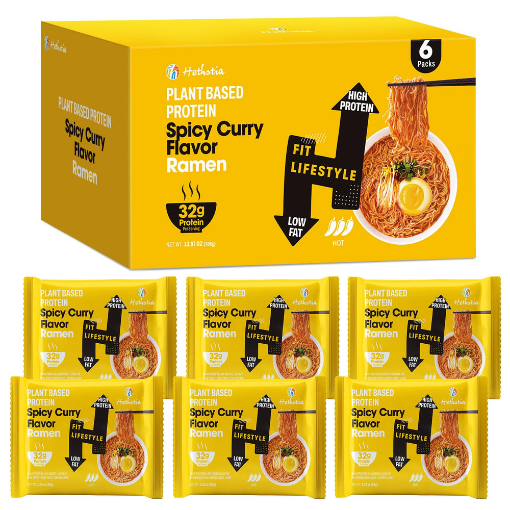 Hethstia front packaging showing six spicy curry pouches and brand