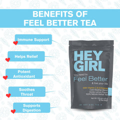 Hey Girl Tea loose ingredients flatlay with elderberry and ginger for antioxidants