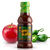 Hey Grill Hey front label showing apple jalapeño sauce and family-friendly appeal