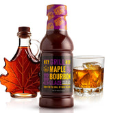 Hey Grill Hey front bottle showing maple bourbon glaze branding and sticky appeal