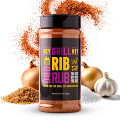 Hey Grill Hey front bottle shot showing rub packaging and premium appeal
