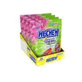HI-CHEW front packaging showing four stand-up pouches and branding benefit