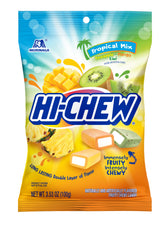 HI-CHEW front packaging showing tropical mix and bag design for clear product ID and appeal